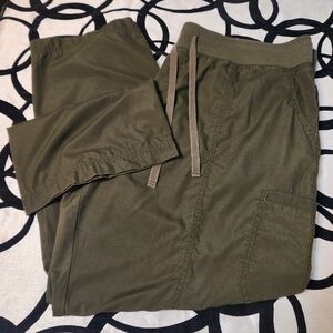 Peaches Scrubs Bottoms Olive 2X Drawstring Waist Pockets
